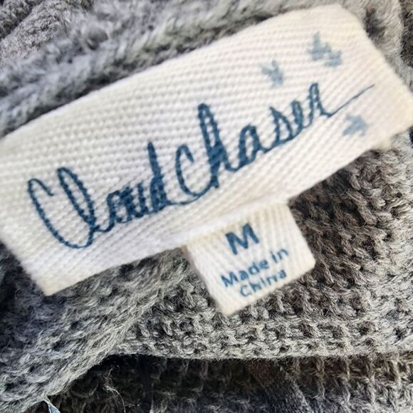 Cloud Chaser Gray, Black, & White Striped Knit Hoodie (M) - Picture 6 of 6